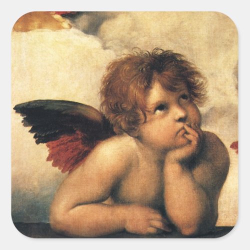 Sistine Madonna Angels by Raphael Sanzio Square Sticker