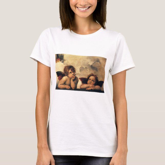 Sistine Madonna Angels by Raphael Sanzio T-Shirt (Front)
