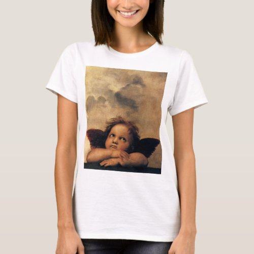 Sistine Madonna Angels by Raphael Sanzio T_Shirt