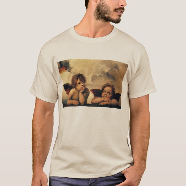 Sistine Madonna Angels by Raphael Sanzio T-Shirt (Front)