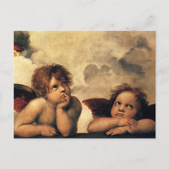 Sistine Madonna Angels by Raphael Wedding Announcement Postcard (Front)