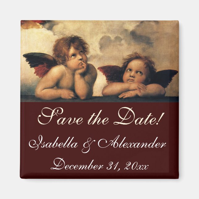 Sistine Madonna Angels by Raphael Wedding Magnet (Front)