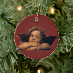 Sistine Madonna, Angels detail by Raphael Sanzio Ceramic Ornament