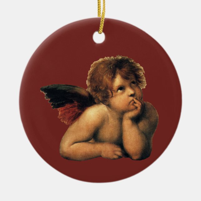Sistine Madonna, Angels detail by Raphael Sanzio Ceramic Ornament (Front)