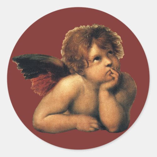 Sistine Madonna Angels detail by Raphael Sanzio Classic Round Sticker