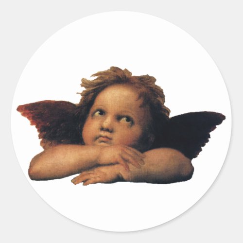 Sistine Madonna Angels detail by Raphael Sanzio Classic Round Sticker