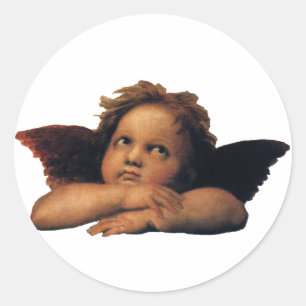Sistine Madonna, Angels detail by Raphael Sanzio Classic Round Sticker