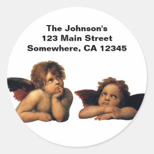 Sistine Madonna, Angels detail by Raphael Sanzio Classic Round Sticker