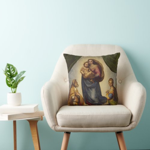 Sistine Madonna by Rapahel Throw Pillow