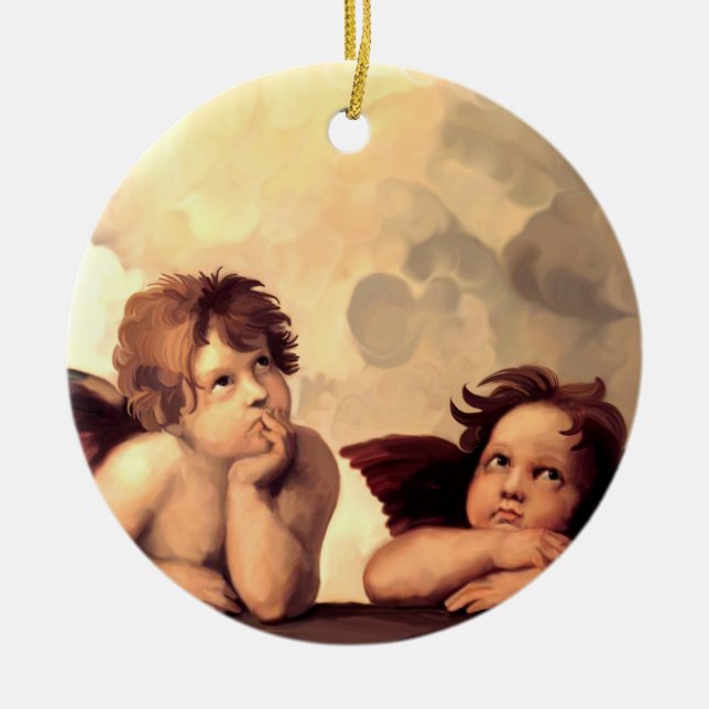 Sistine Madonna Cherubs Raffaelo Sanzio Ceramic Ornament (Front)
