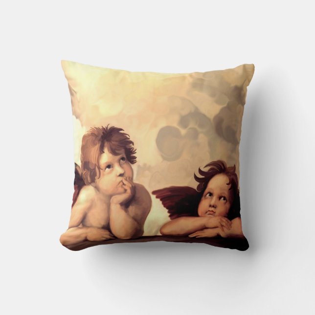 Sistine Madonna Cherubs Raffaelo Sanzio Throw Pillow (Front)
