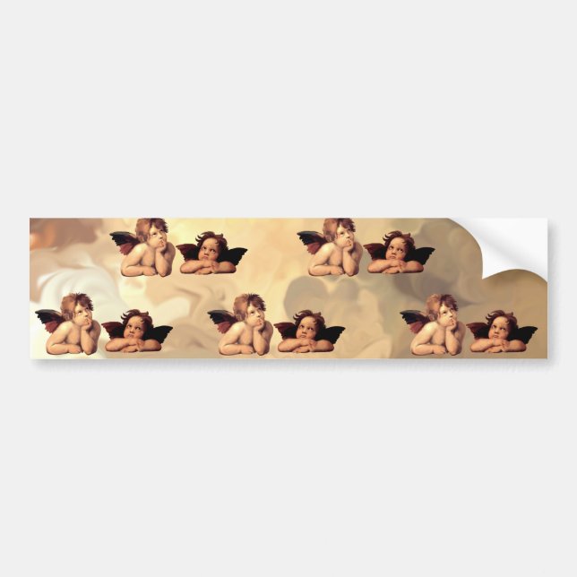 Sistine Madonna Cherubs Wallpaper Raffaelo Sanzio Bumper Sticker (Front)