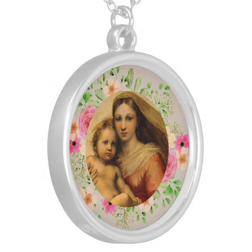 Sistine Madonna Rafael Silver Plated Necklace