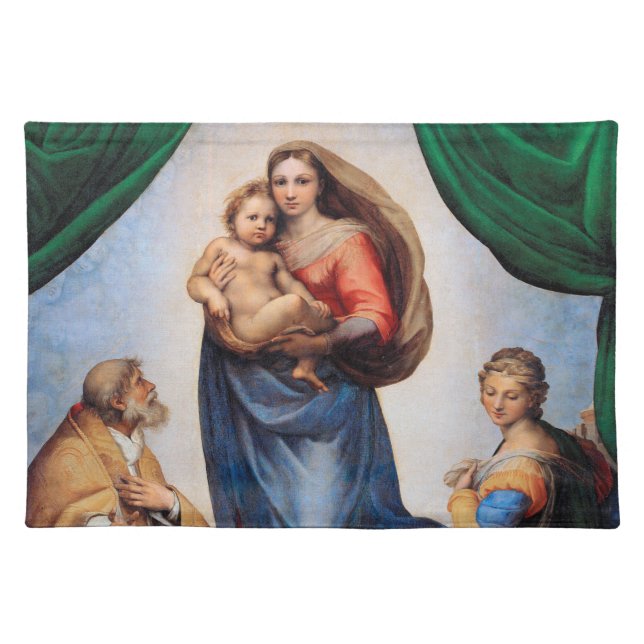 Sistine Madonna, Raphael Cloth Placemat (Front)