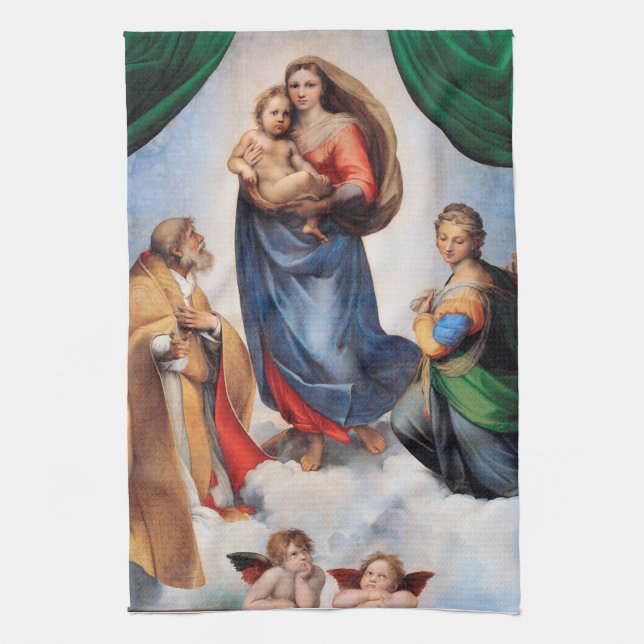 Sistine Madonna, Raphael Kitchen Towel (Vertical)