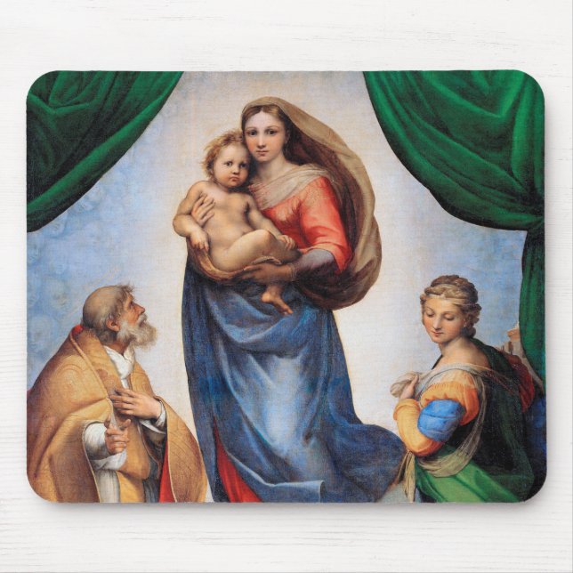 Sistine Madonna, Raphael Mouse Pad (Front)