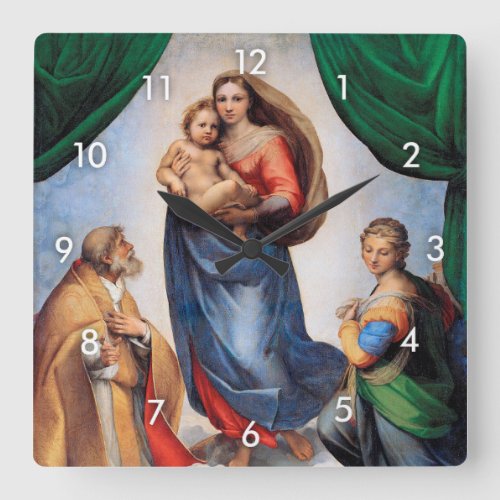 Sistine Madonna Raphael Square Wall Clock