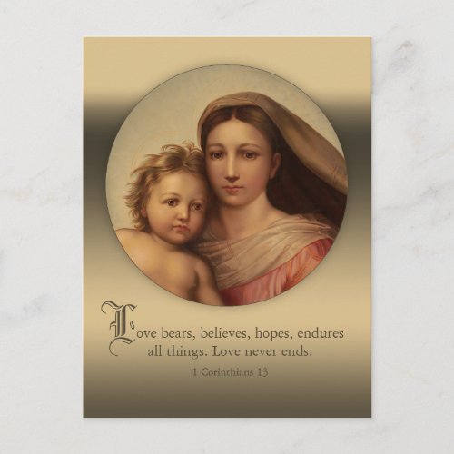 Sistine Mary and Jesus child Love quote CC0977 Postcard