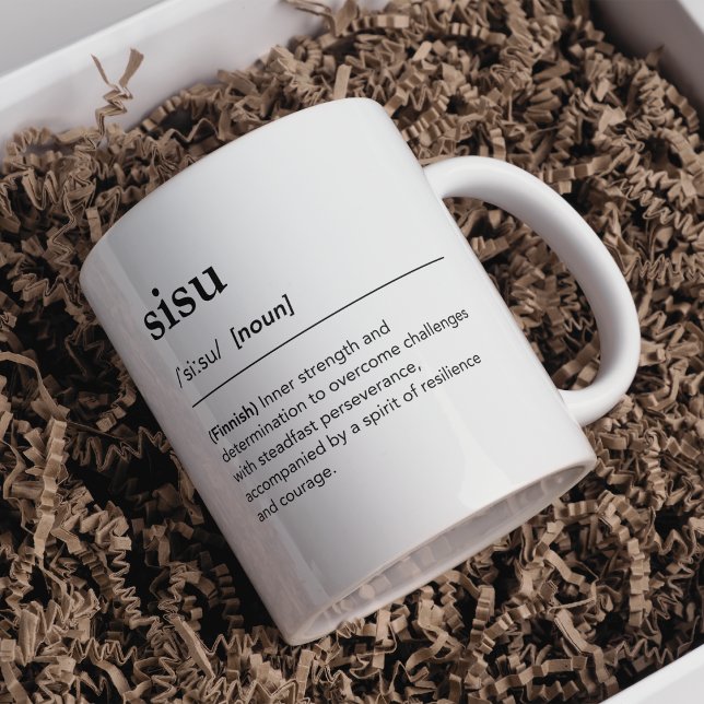 Sisu definition Finnish Word Typography Coffee Mug (Creator Uploaded)