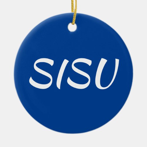 SISU Ornament Round Blue Finnish Ornament