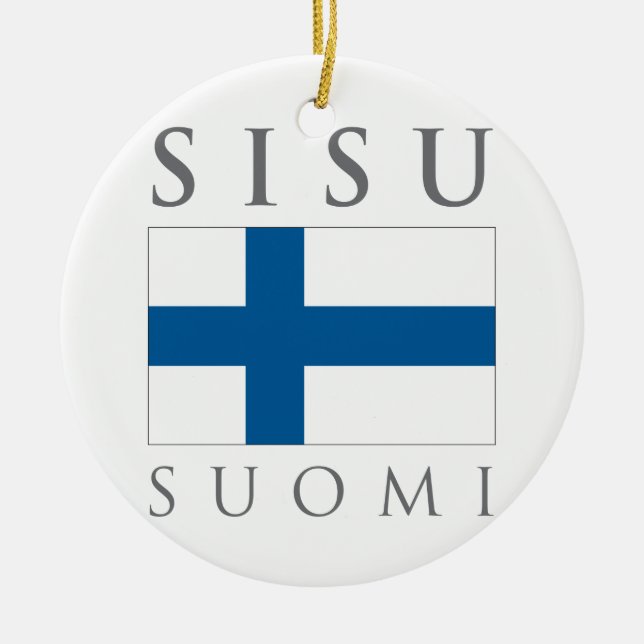 Sisu Suomi Ceramic Ornament (Front)