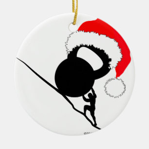 Sisyphus Kettlebell Merry Christmas Ceramic Ornament