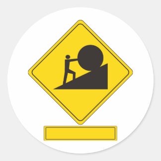 Sisyphus Road Sign Classic Round Sticker