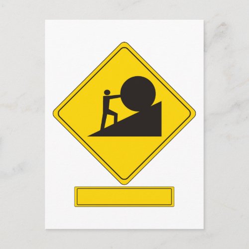 Sisyphus Road Sign Postcard