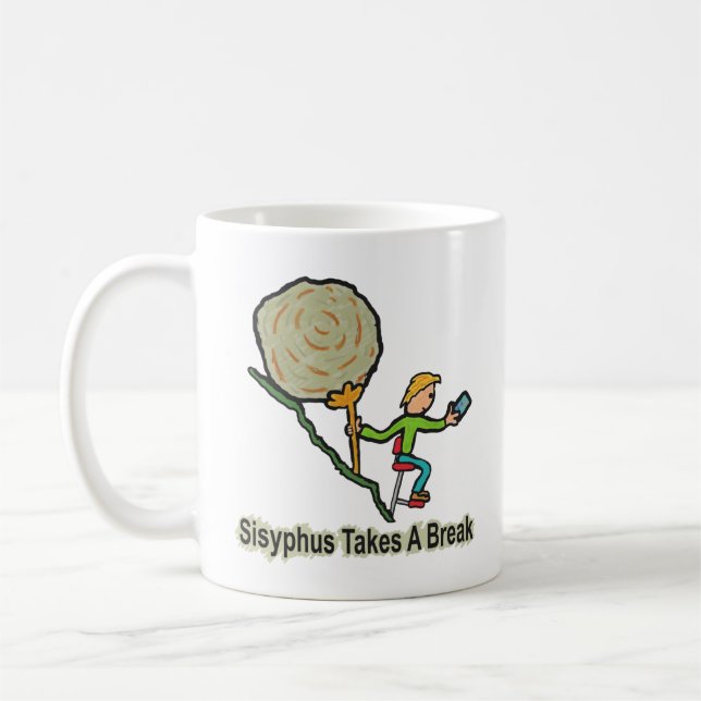 Sisyphus Takes A Break Coffee Mug (Left)