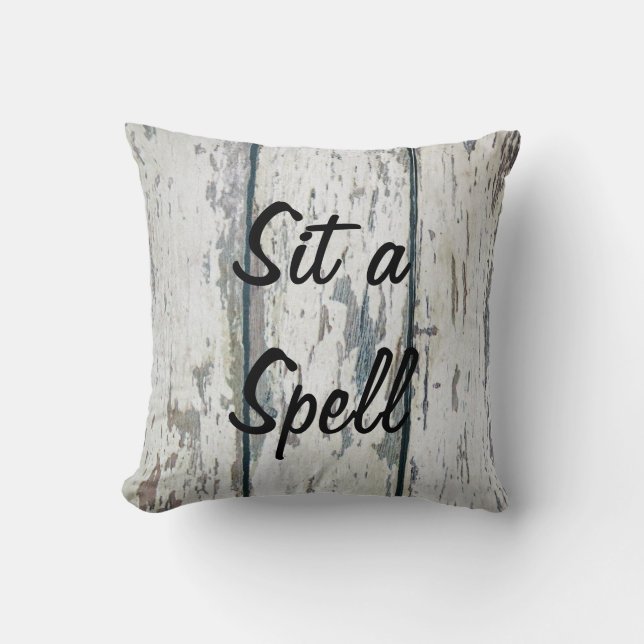 Sit A Spell Throw Pillow (Front)