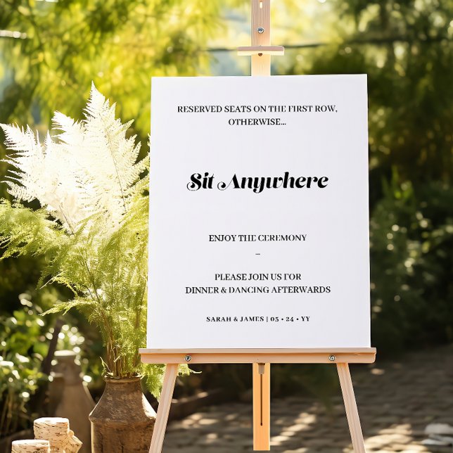 Sit Anywhere Bold Calligraphy White Welcome Sign (Creator Uploaded)
