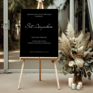 Sit Anywhere Classic Script Black Welcome Sign
