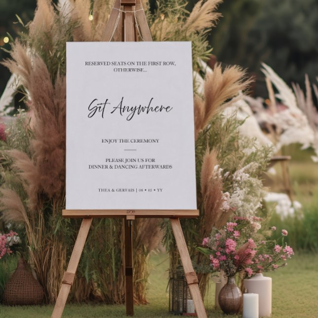 Sit Anywhere Elegant Script White Welcome Sign (Creator Uploaded)