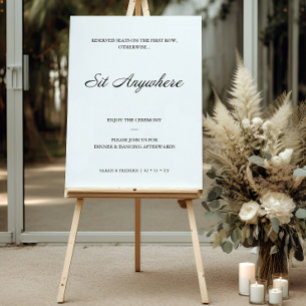 Sit Anywhere Modern Script White Welcome Sign