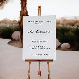 Sit Anywhere Pen Script Minimal White Welcome Sign