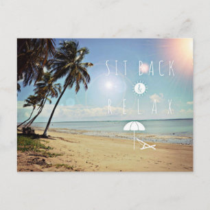 Sit back and Relax Palm Trees on a Tropical Beach Postcard