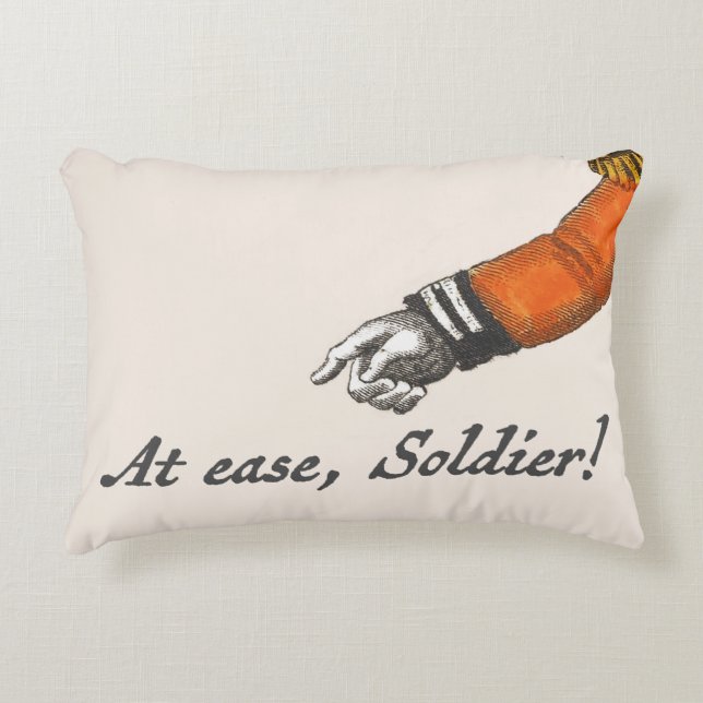 Sit Down Soldier Pointing Hand Accent Cushion (Front)