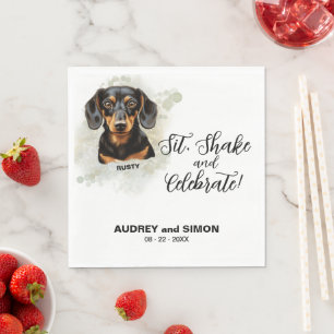 Sit, Shake & Celebrate Dachshund Dog Photo Wedding Napkins