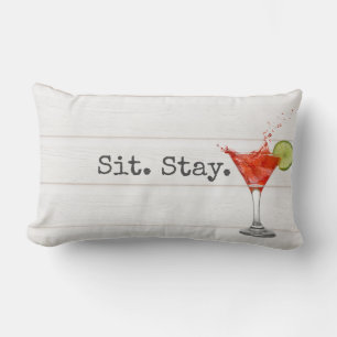 Sit. Stay. Cocktail Lumbar Pillow