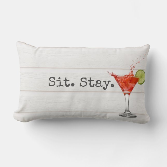 Sit. Stay. Cocktail Lumbar Pillow (Front)