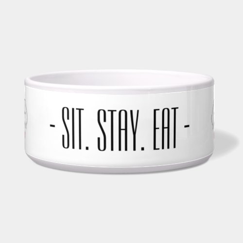 Sit Stay Eat Ceramic Dog Food Bowl