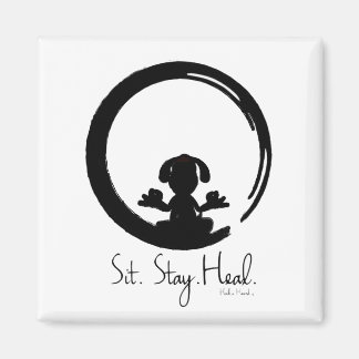 Sit. Stay. Heal. Dog Meditating Magnet Pose