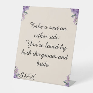 Sit Where You Like Purple Flowers Wedding Sign