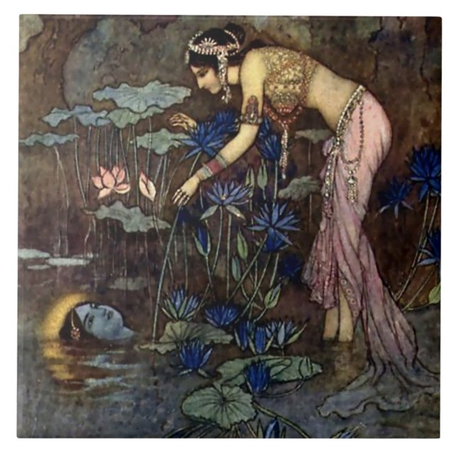“Sita Finds Rama” by Warwick Goble Ceramic Tile (Front)