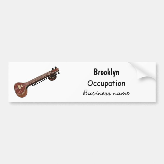 Sitar cartoon illustration bumper sticker (Front)