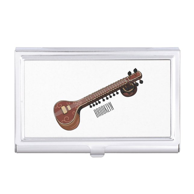 Sitar cartoon illustration business card case (Front)