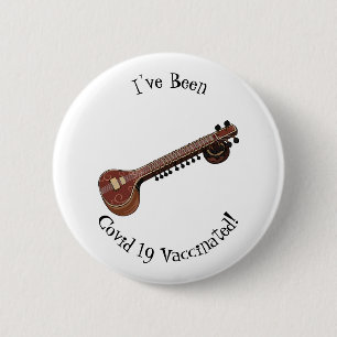 Sitar cartoon illustration button