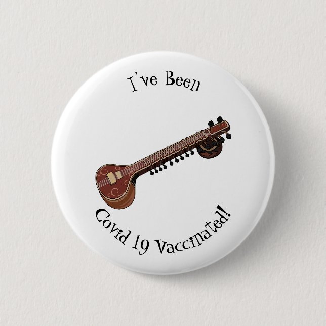 Sitar cartoon illustration button (Front)