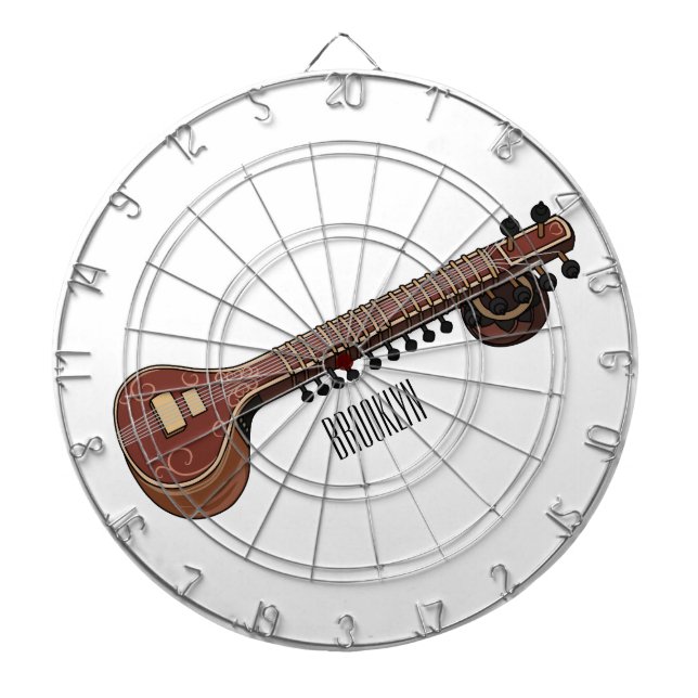 Sitar cartoon illustration dart board (Front)