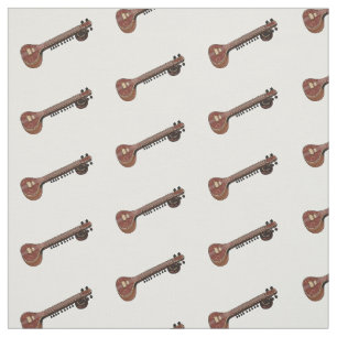 Sitar cartoon illustration fabric